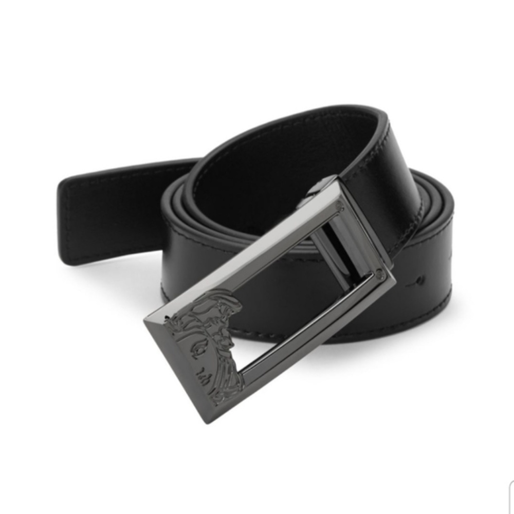 Men's Versace Collection Leather Belt - Black - Size 32